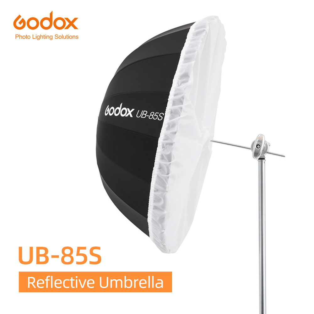 Godox UB-85S 33.5 inch 85cm Parabolic Black Reflective Umbrella Studio Light Umbrella with Black Silver Diffuser Cover Cloth