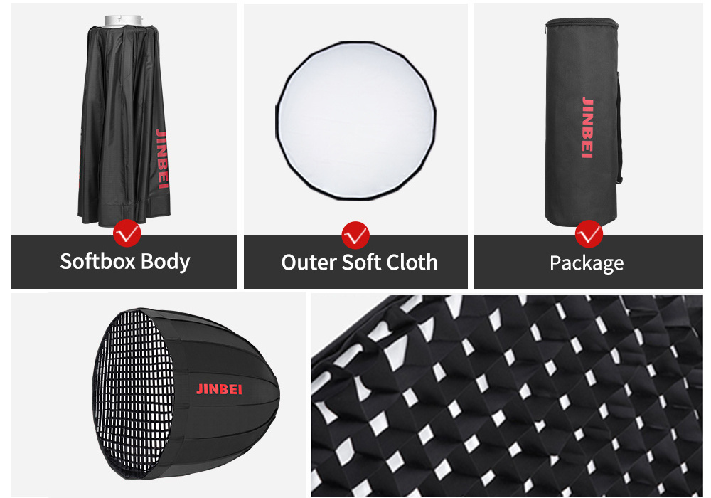 JINBEI Diameter 19in/ 50cm Umbrella Deep Softbox with Grid Bowens Mount for Studio Flash Key Light for Eyes Portrait photography