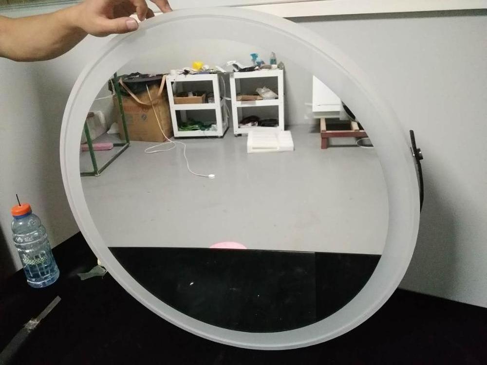 Frameless Wall Mounted Round LED Light Mirror For Hotel Home Bathroom