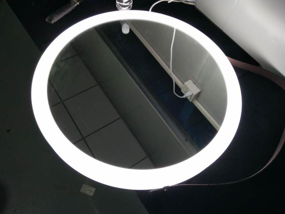 Frameless Wall Mounted Round LED Light Mirror For Hotel Home Bathroom