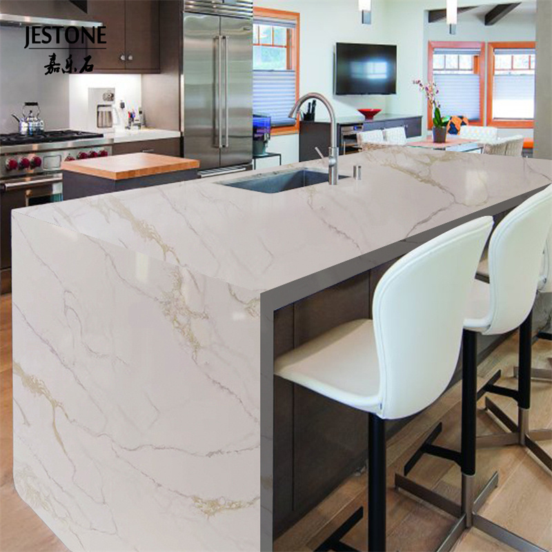 Chinese  Big sheets Wholesale Price White Calacatta Polished Artificial Quartz Stone Slabs For Kitchen Countertop