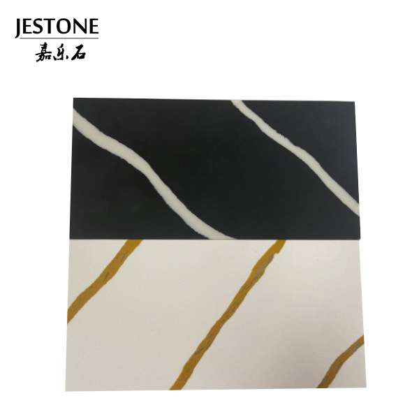 Chinese Style Calacatta Gold Quartz Low Silica Quartz Stone Countertops Slabs White And Gold 1600*3200*12Mm