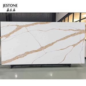 Chinese  Big sheets Wholesale Price White Calacatta Polished Artificial Quartz Stone Slabs For Kitchen Countertop