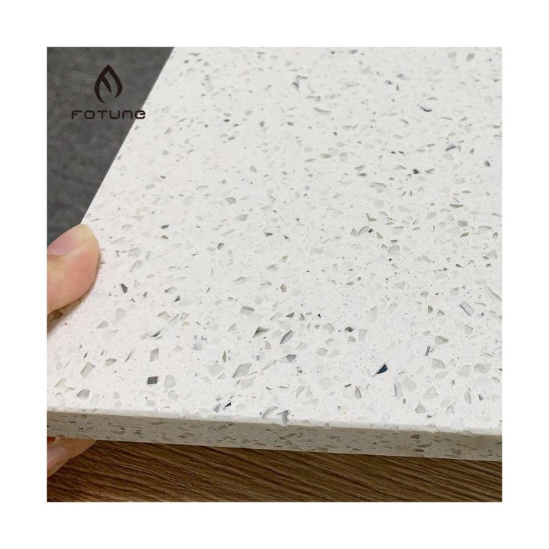 Jestone Customized  Big Grain Super White Pure Color Natural Quartz Stone for Shower Walls