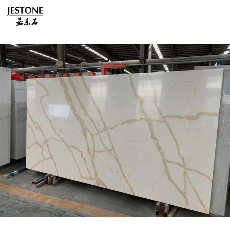 Wholesale Artificial Inch Calacatta Gold White Quartz Slab Low Silica Plate Engineered low silica quartz