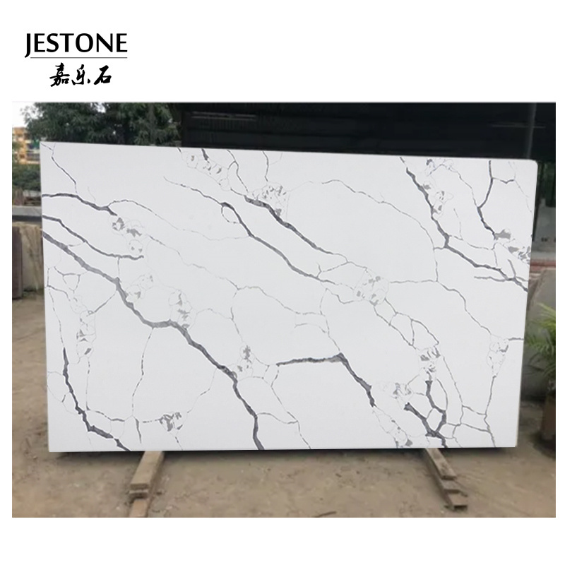 Slabs Artificial Marble Stone Calacatta Quartz Stone Kitchen Custom CE Modern Kitchen Decor White Gold Kitchen Countertops India