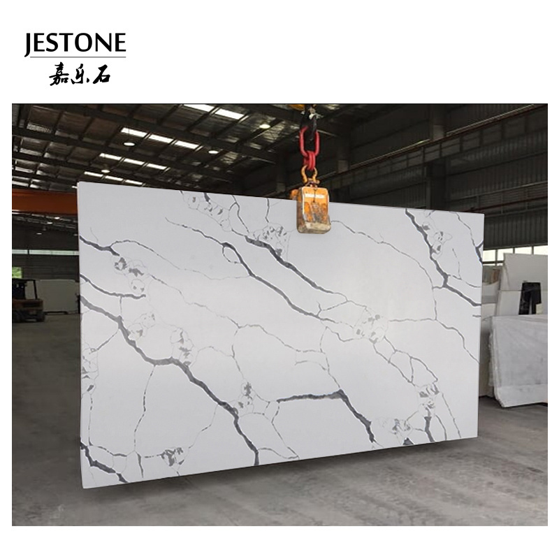 Slabs Artificial Marble Stone Calacatta Quartz Stone Kitchen Custom CE Modern Kitchen Decor White Gold Kitchen Countertops India