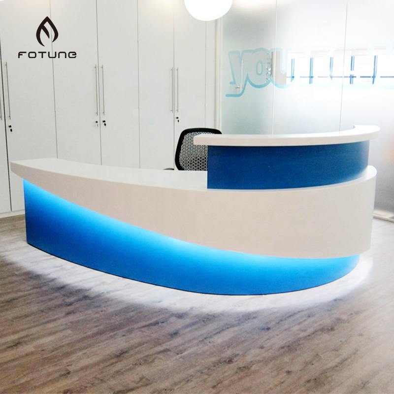 Marble Corians Bending Arc-shape Office Front Counter Reception Desk