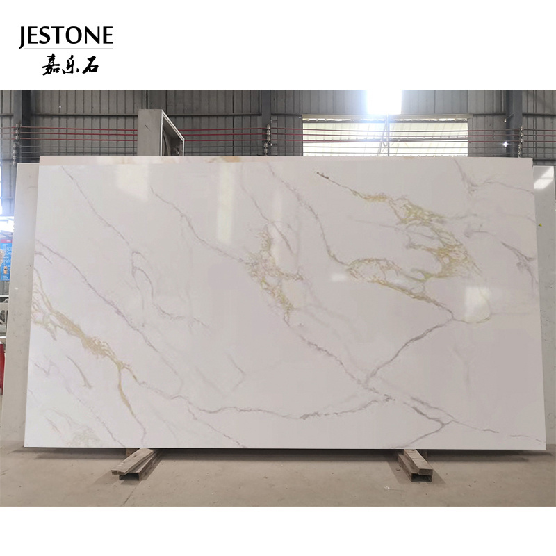 Chinese  Big sheets Wholesale Price White Calacatta Polished Artificial Quartz Stone Slabs For Kitchen Countertop