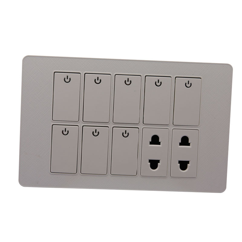 White plate 8+2 pakistan type electrical wall switch socket