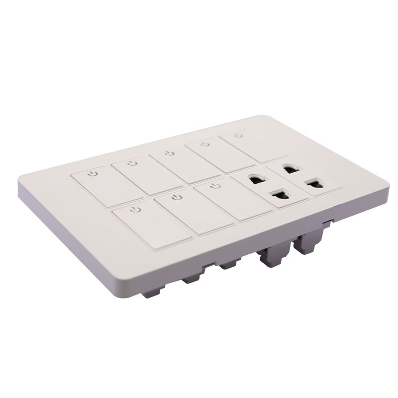 White plate 8+2 pakistan type electrical wall switch socket