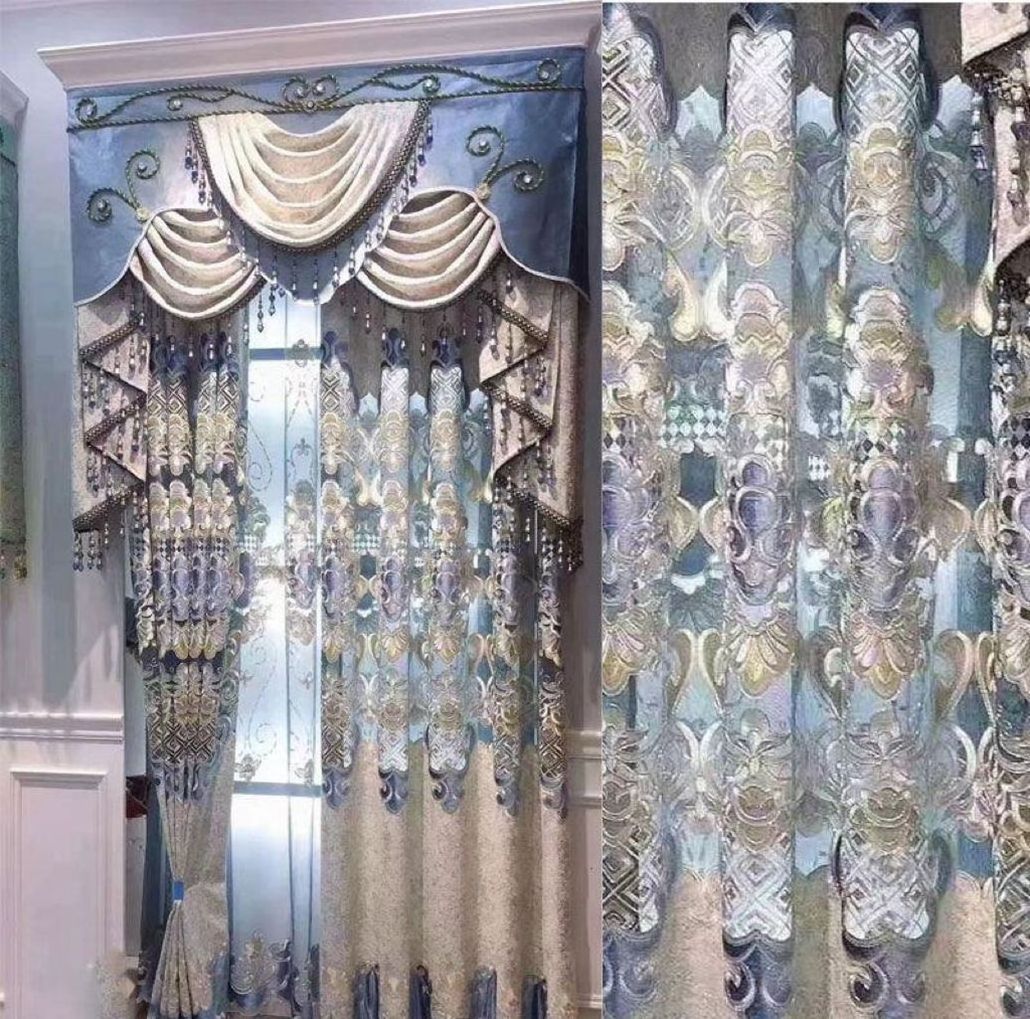 Custom Made Small Moq  chenilles Embroidered Ready  Curtains Fabric