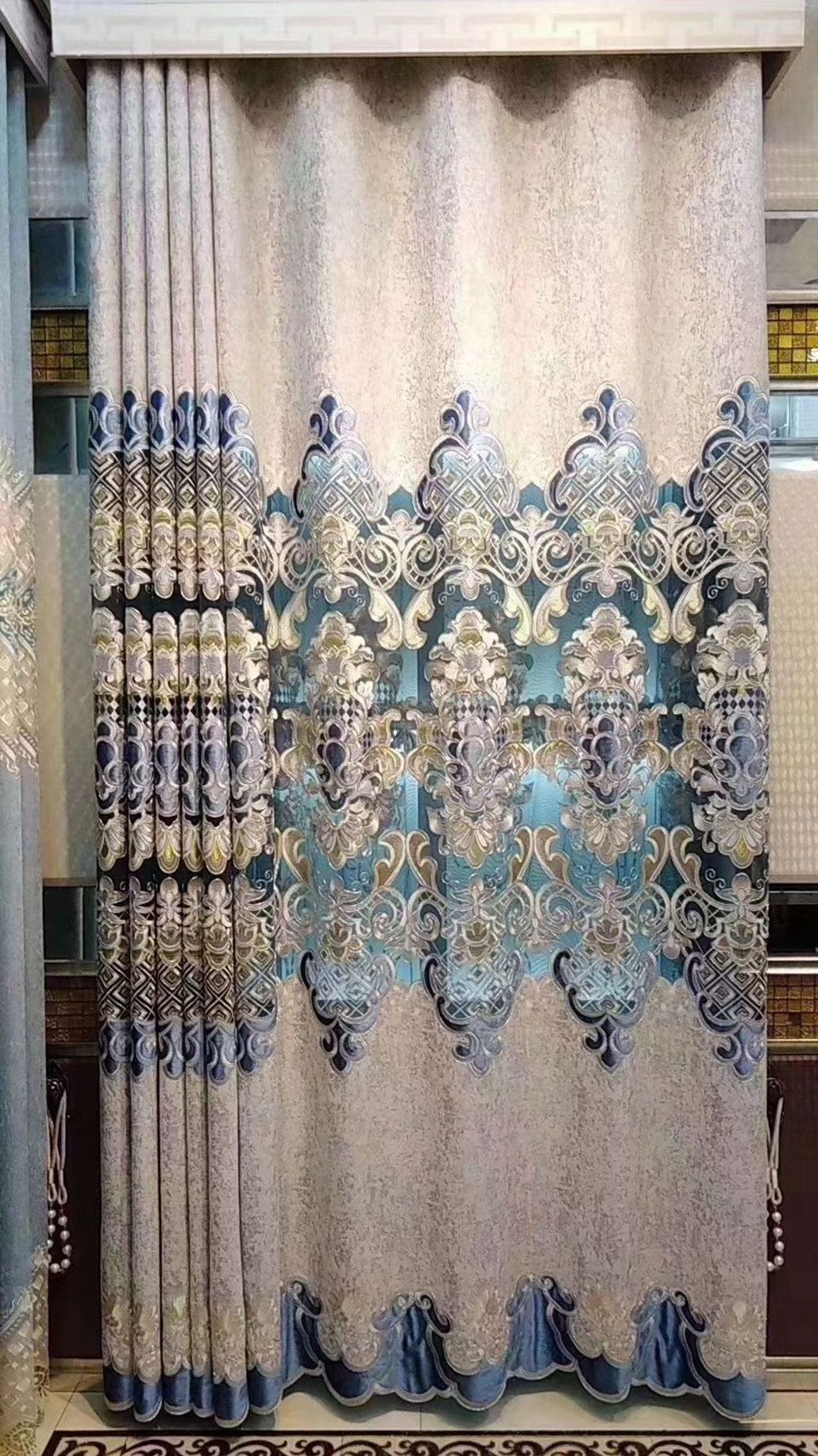 Custom Made Small Moq  chenilles Embroidered Ready  Curtains Fabric