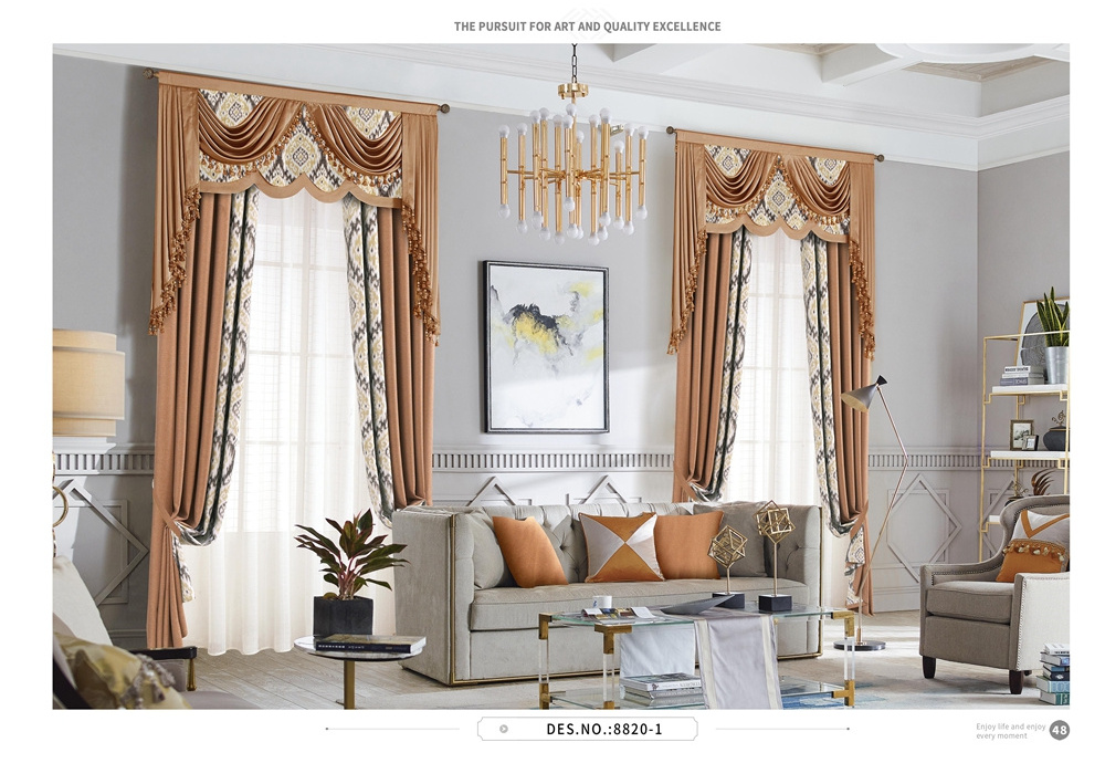 Factory supply high quality natural linen new model design luxury european style window curtain