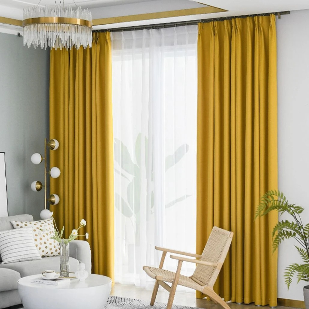 High quality blackout fabric linen curtain energy saving blackout window curtains for hotel