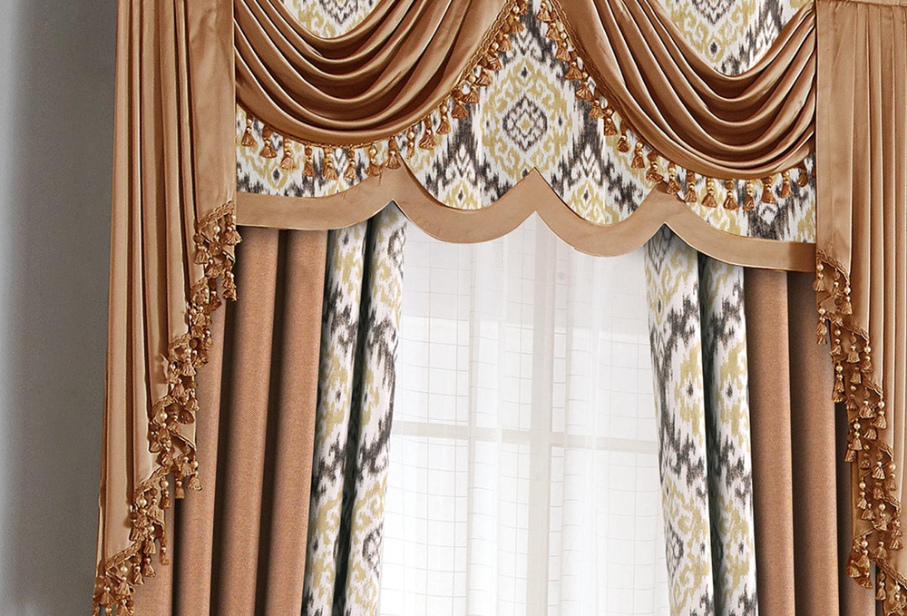 Factory supply high quality natural linen new model design luxury european style window curtain