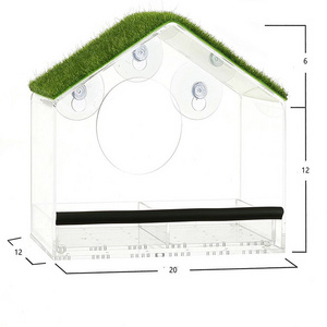 Acrylic PVC Rubber Sucker Garden Hanging Window Bird Feeder Transparent Bird Food Container Bird Feeder