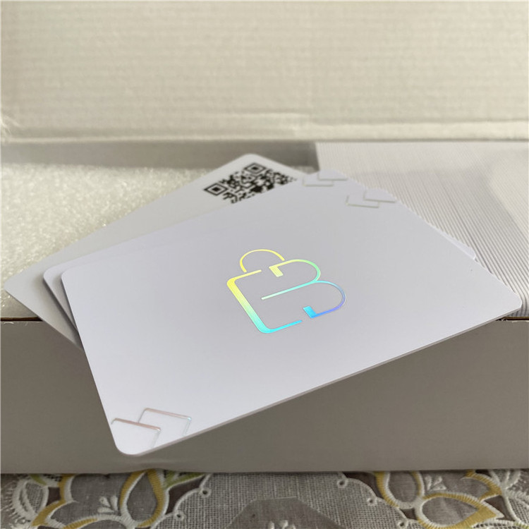 Cool Social Media Tap Shiny Holographic White Cards With Nfc Chip Inside