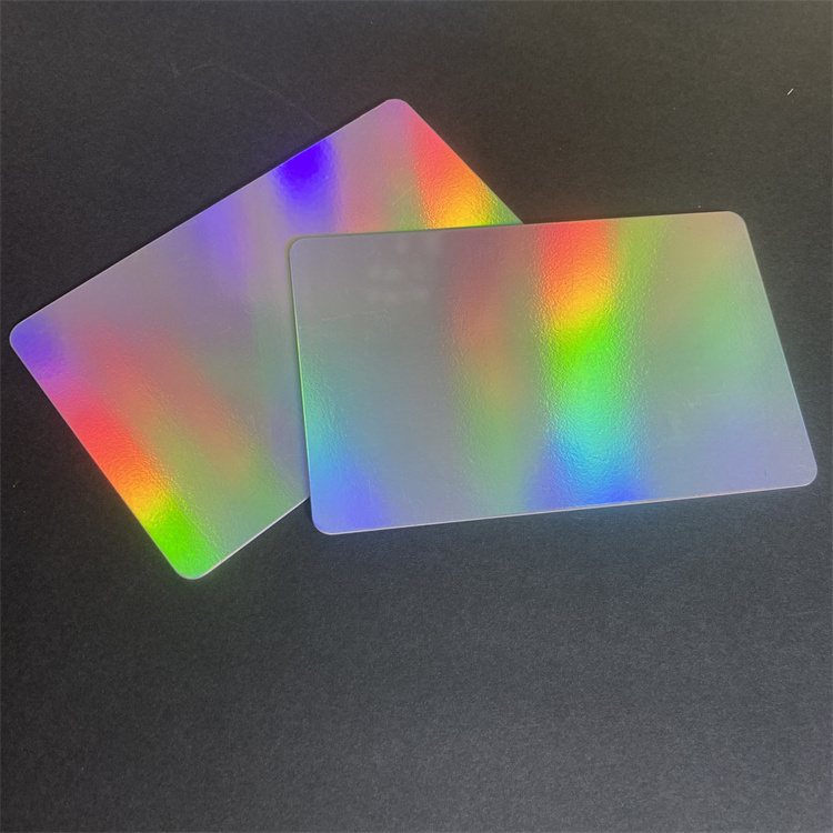 Waterproof Stylish Printable RFID NFC Rainbow Holographic Pvc Business Card Glossy Finish For Pvc Cards Printers