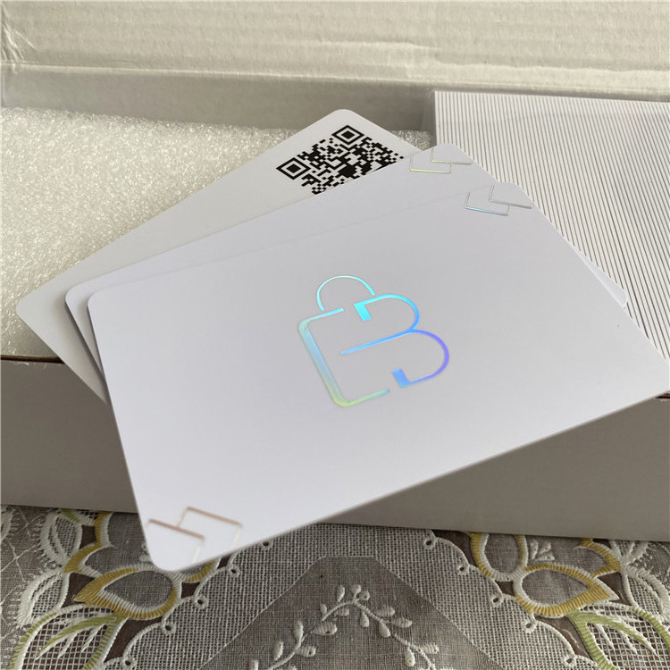 Cool Social Media Tap Shiny Holographic White Cards With Nfc Chip Inside