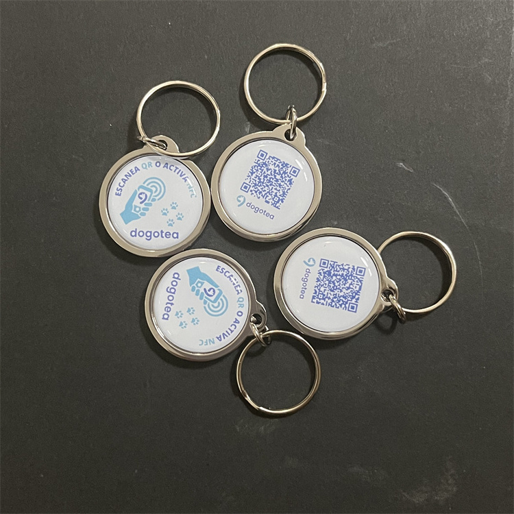 Paper Packaging Logo QR Code Metal Epoxy Dog Nfc Neck Chain ID Tag 13.56MHZ