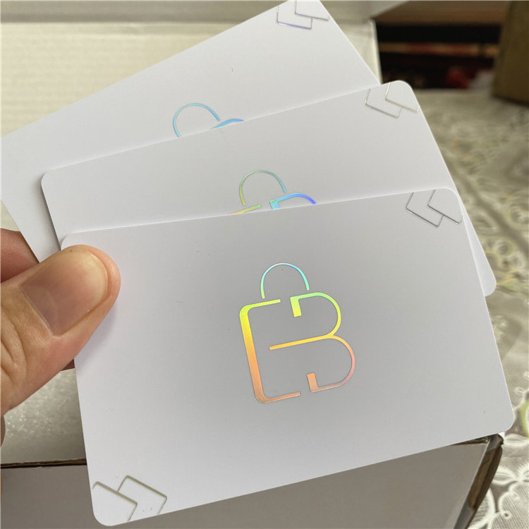 Cool Social Media Tap Shiny Holographic White Cards With Nfc Chip Inside