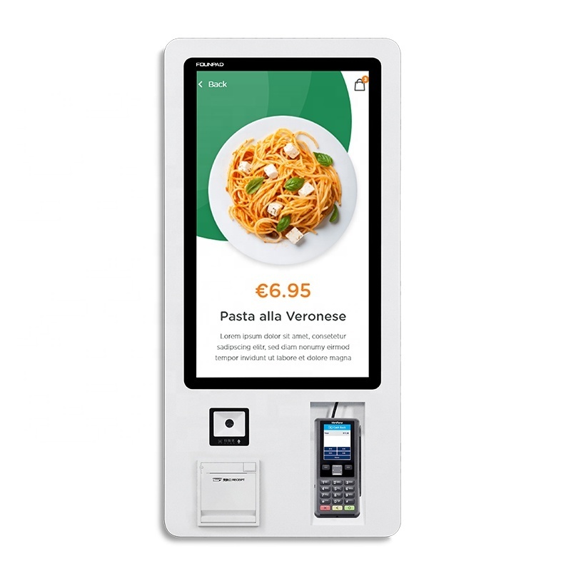 Pasta store self ordering vending ticket self service payment pos terminal for noodle shop /restaurant