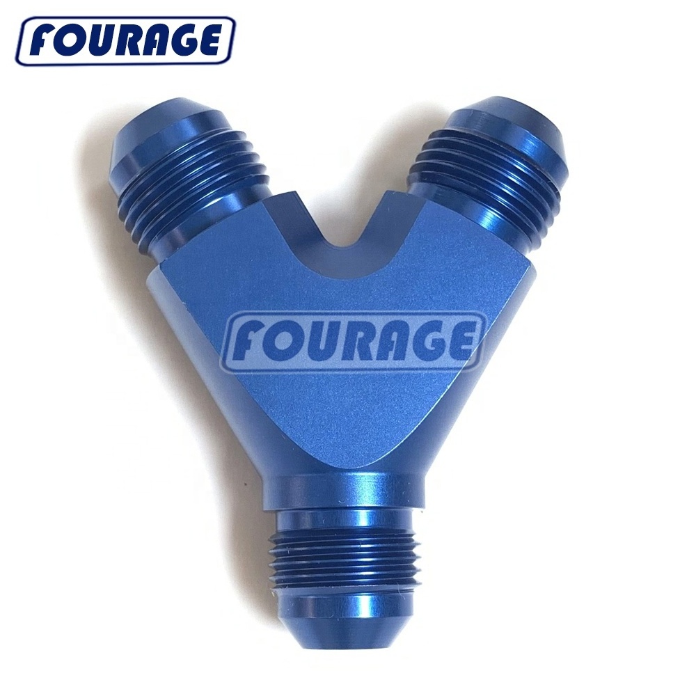 Aluminum Y Type 3 Ways Adapter Male AN Flare Coupler Fuel Line Y Block Hose Splitter Fittings