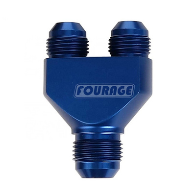 Fourage Aluminum 3 Ways Fuel Line Hose Splitter Male AN to 2 x AN Male Flare Y Block Fitting