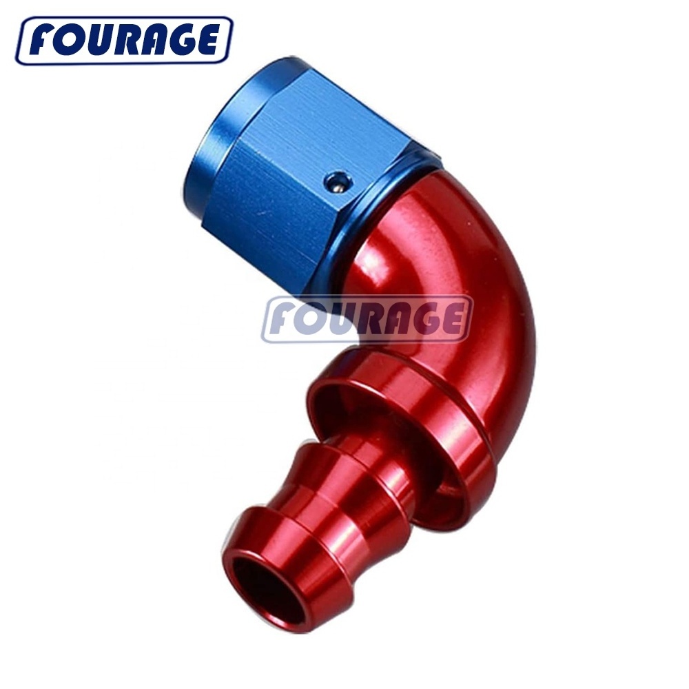 Racing Parts Premium Aluminum Elbow 90 Degree One Piece Full Flow Female AN to Push On Lock Hose End AN Fitting