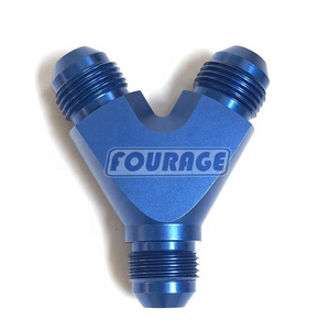 Aluminum Y Type 3 Ways Adapter Male AN Flare Coupler Fuel Line Y Block Hose Splitter Fittings