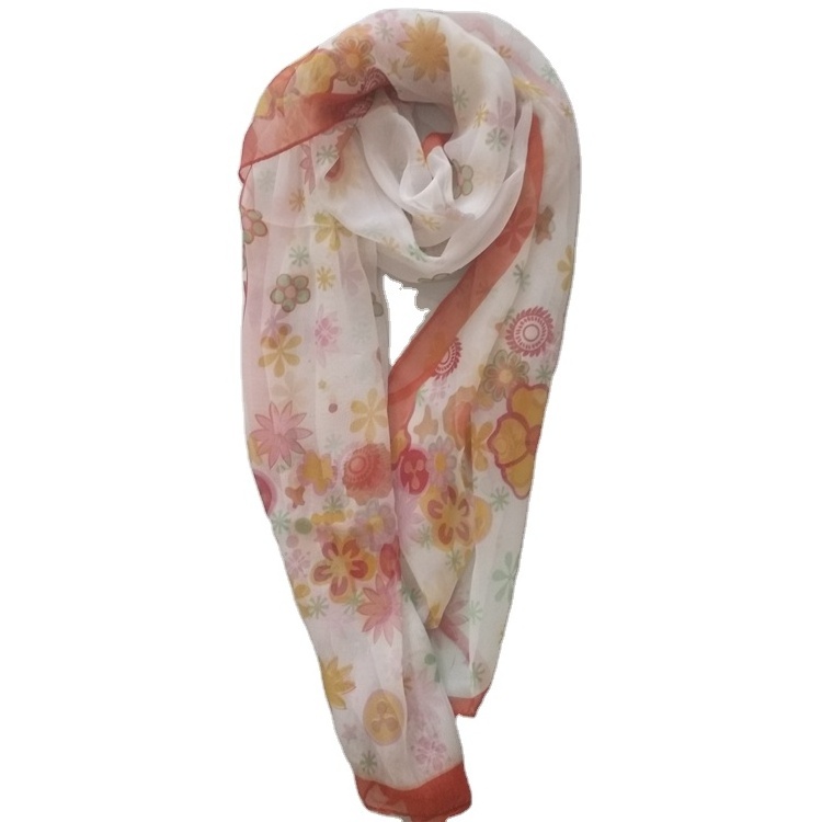 Custom printing logo silk scarves high quality women chiffon scarf wholesales custom logo scarf