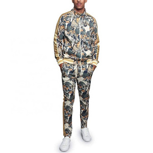 High Quality Casual Men Track Suit Two Pieces Jacket Zip Up Men Jogger Sets Polyester Fleece Slim Fit Sublimated Print Tracksuit