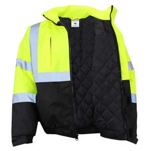 Premium Supply Yellow / Black High Visibility Security Reflective Safety Hi Vis Bomber Winter Jacket