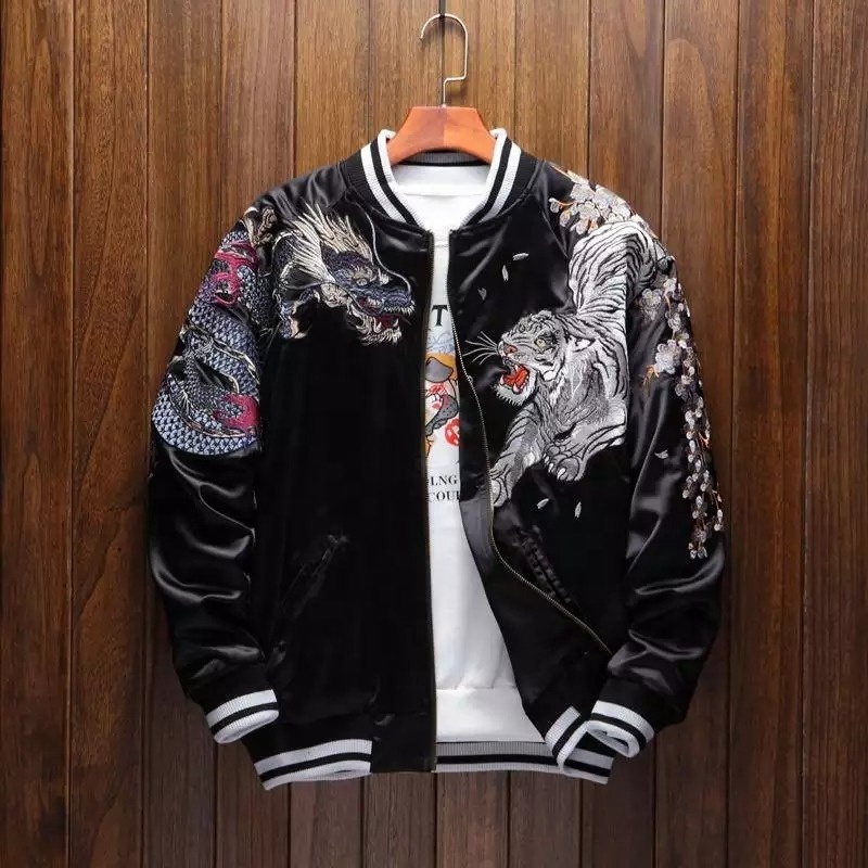 New fashion for collage boy polyester fabric varsity jacket for men reasonable price custom design satin embroider bomber jacket