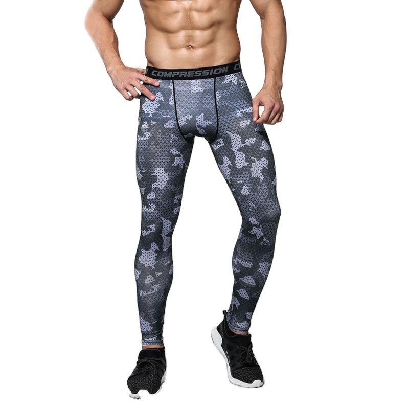 Men Compression Pants Base Layer Under Warm Skin Fit Gym Running Yoga Tights Tights elastic waist  Printed pants