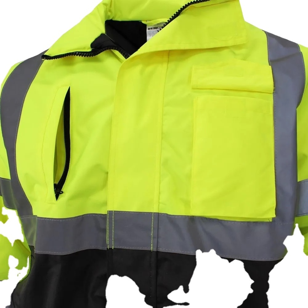 Premium Supply Yellow / Black High Visibility Security Reflective Safety Hi Vis Bomber Winter Jacket