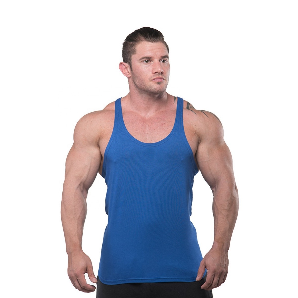 100% Cotton Unisex  Wholesale custom men's vests ribbed tank tops men singlet soft 95% cotton 5% spandex mens gym stringer vest