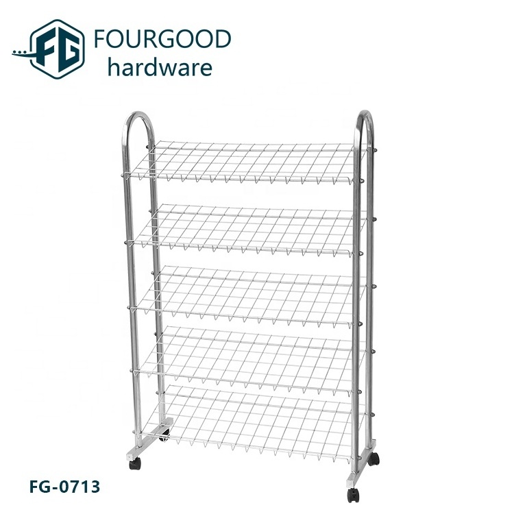 China manufacture good quality rolling shoe rack with wheels