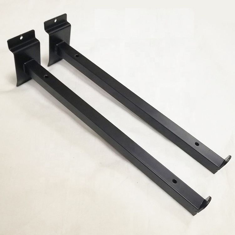 Slot channel mounting  black glass display shelf brackets support