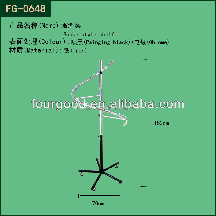 Shop Fitting Rotatable Spiral Garment Display Rack