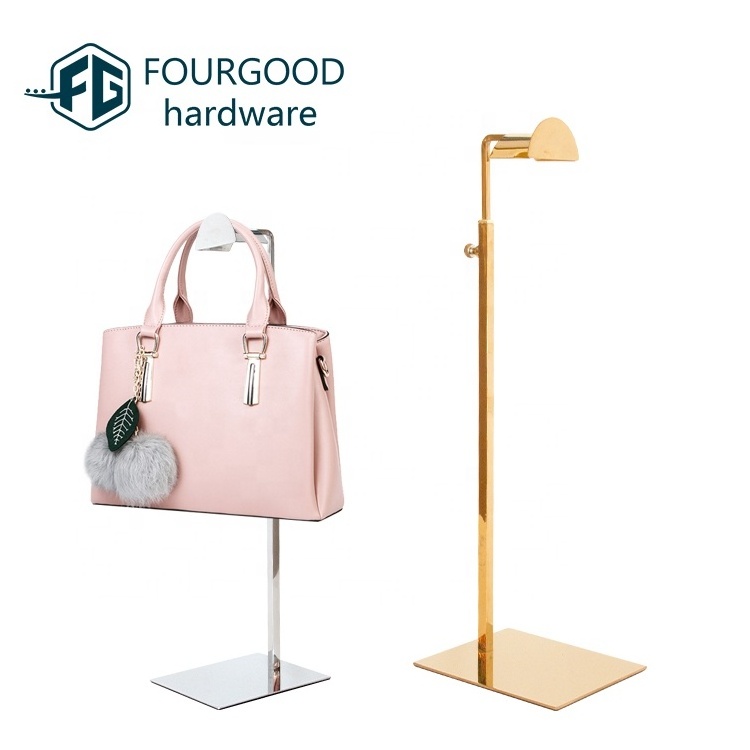 FOURGOOD Hot sale Adjustable height stainless bag display rack double head bag display stand Customized Store