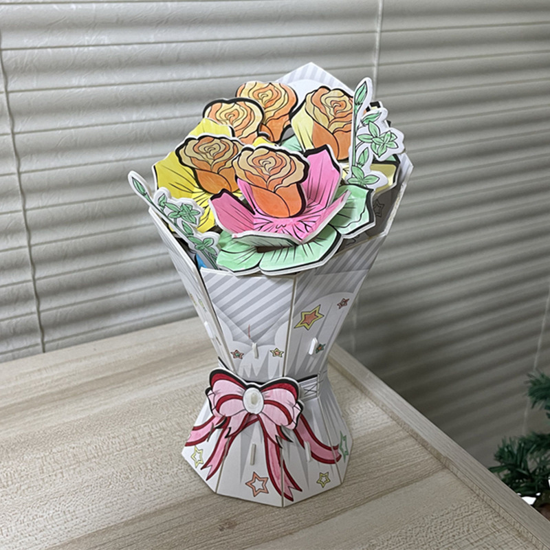 3D  DIY Art Craft Flower Model Kit 3D Paper Puzzle Hand Spliced Flower Bouquet for mother's day gift