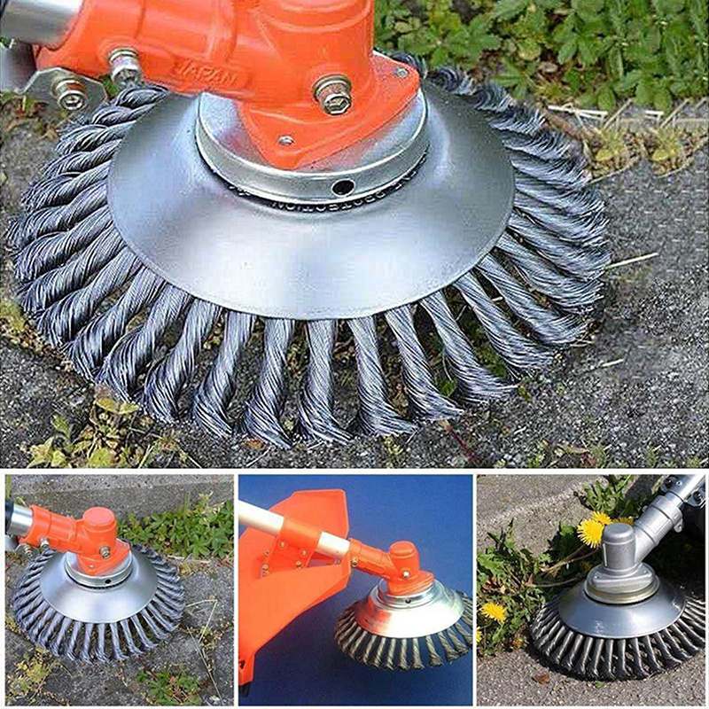 Weed Eater Trimmer Head Grass Strimmer Head Weed Brush Steel Wire Trimmer Wheel Garden Tools For Removal Steel Wire Wheels