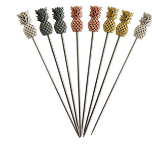 Decorative Food Reusable Pineapple/ Starfish/  Bow and arrow Fruit Needle Stainless Steel Metal Martini Cocktail Picks