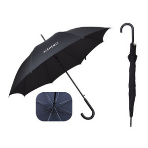 Custom Logo Printed Automatic Open 8 Panels Water-Resistant Stick Black Metal Shaft Golf/ Business Umbrella