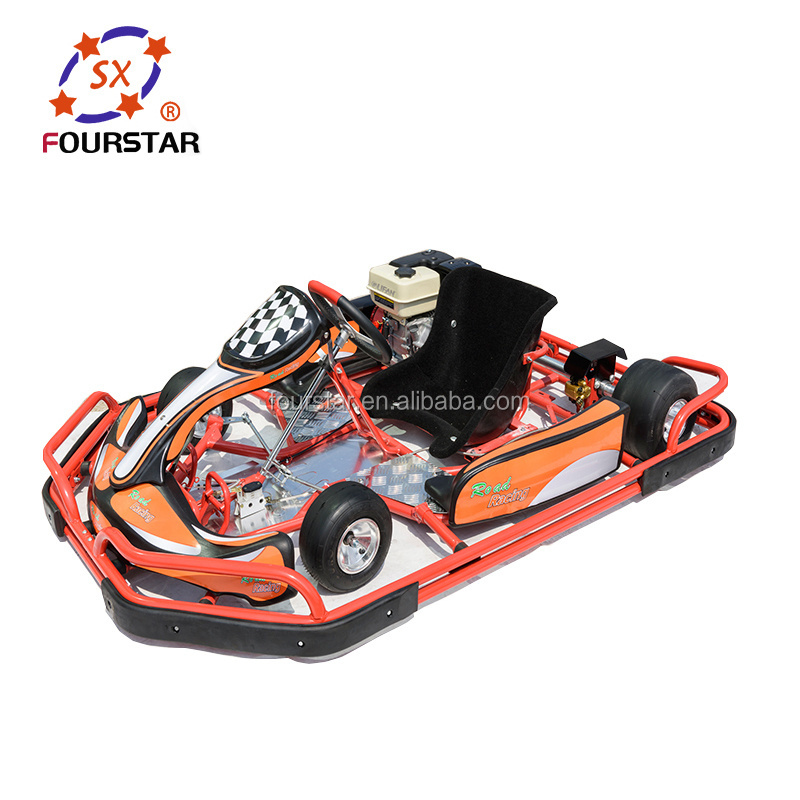 Adults racing go carts