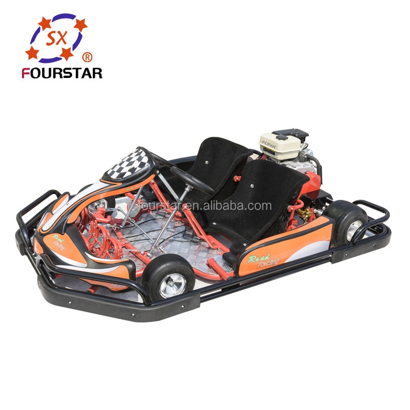 Adults racing go carts