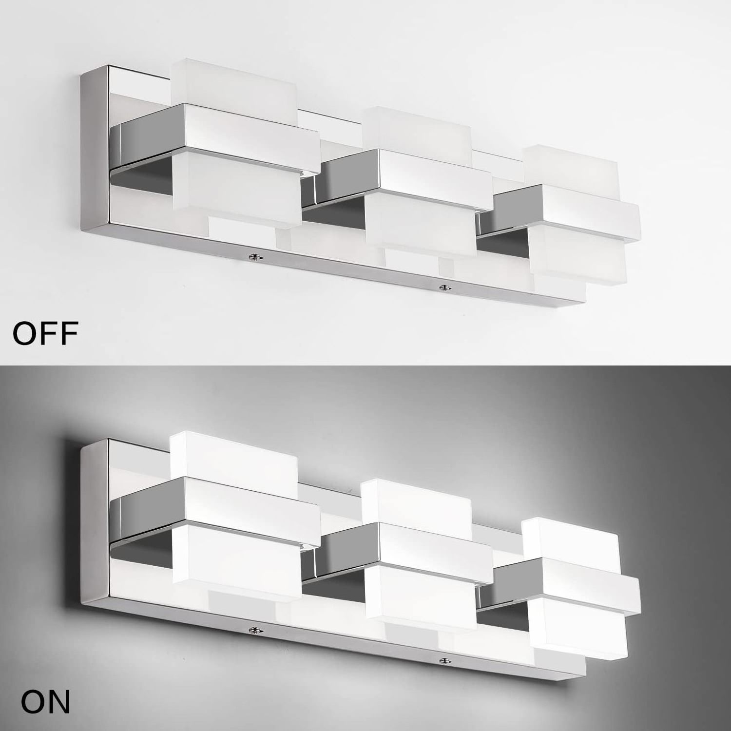 LED Modern Bathroom Vanity Light Fixtures 3 Lights Chrome Bathroom Wall Sconce Modern Acrylic Bathroom Wall Lighting