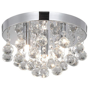 Modern Round Crystal Ceiling Light Flush Mount Small Chandelier, Silver Modern Ceiling Lamps Fixture